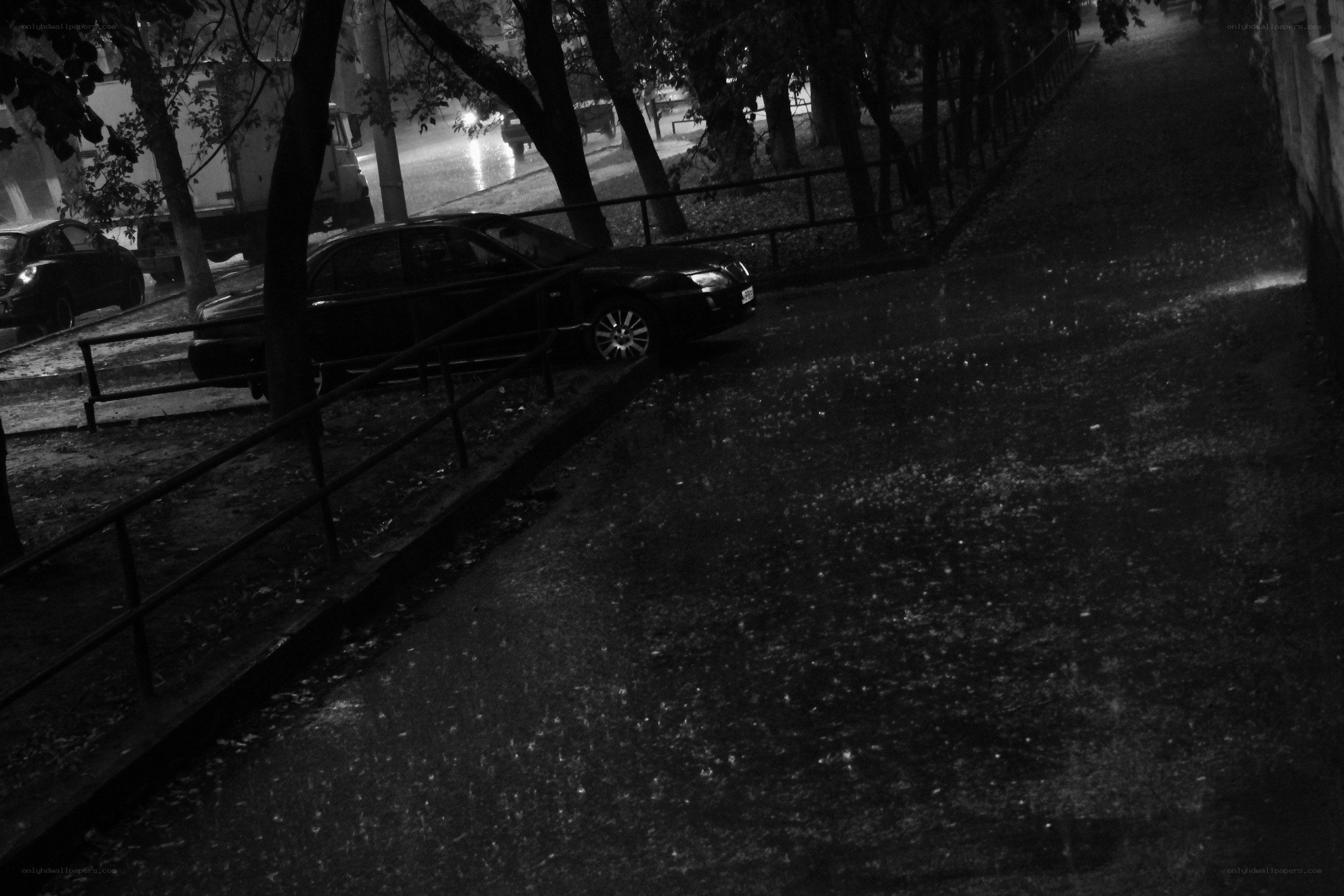 Rainy night street scene