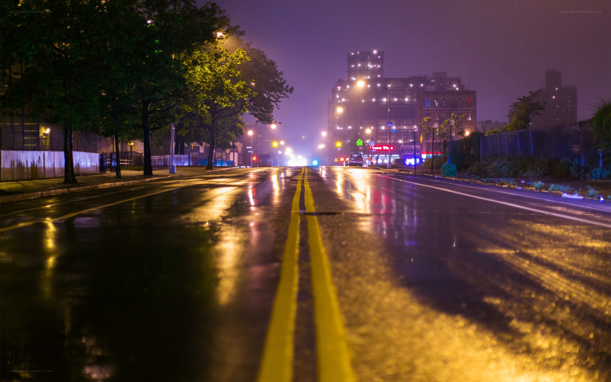 Rainy night street scene