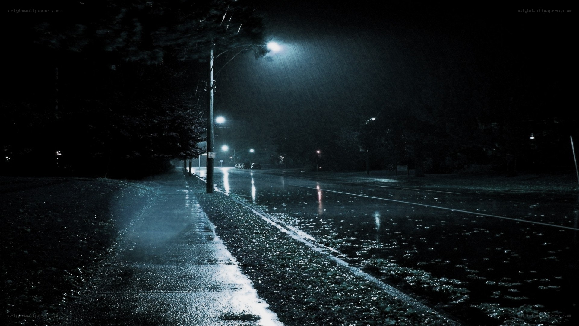 rainy night street scene