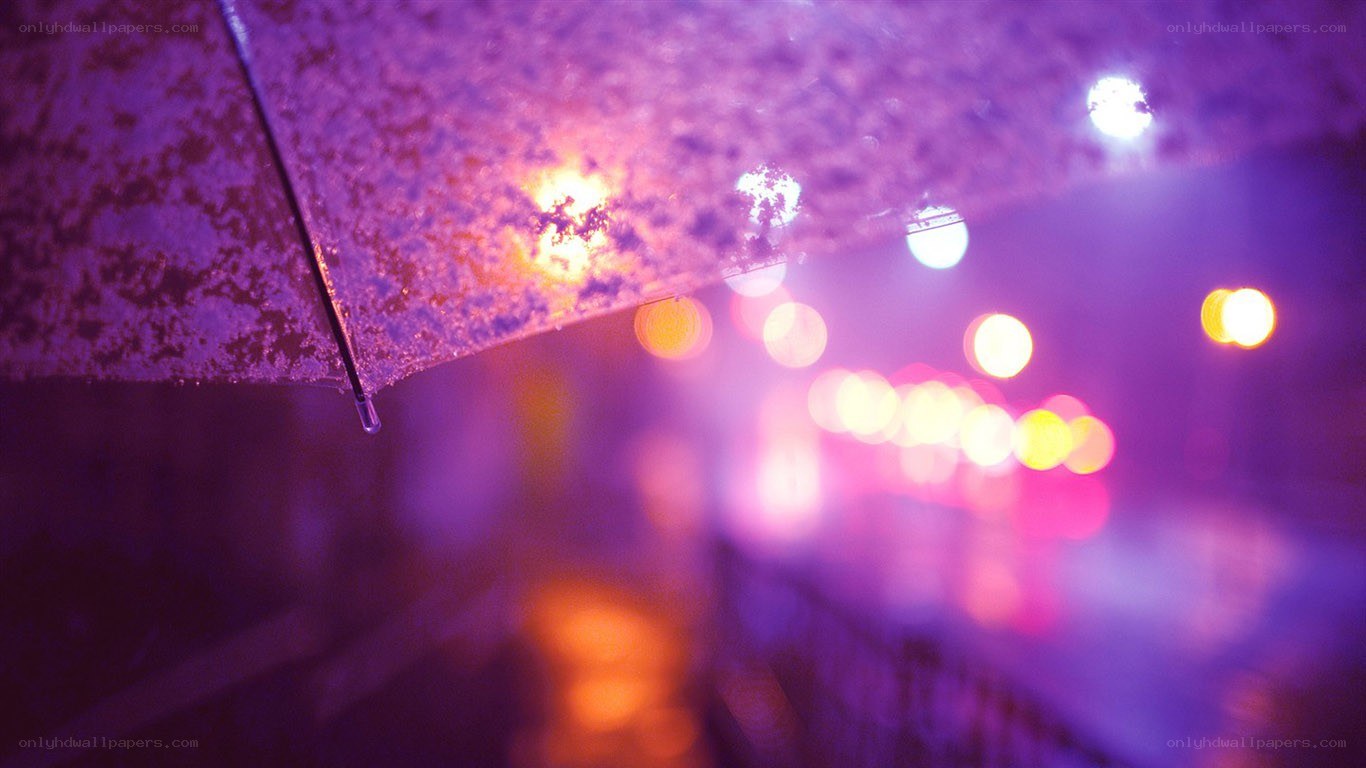 rainy night under an umbrella