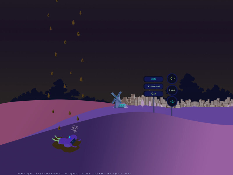 Rainy night with a fallen character
