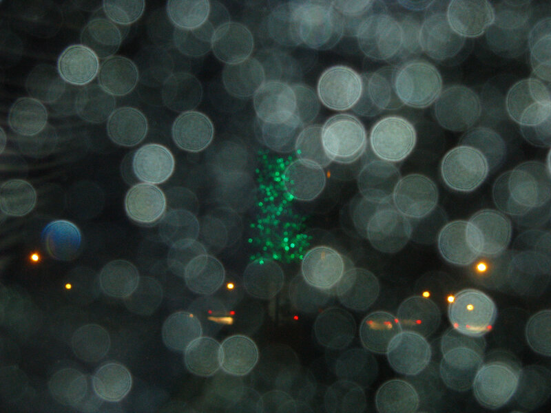 rainy night with green lights