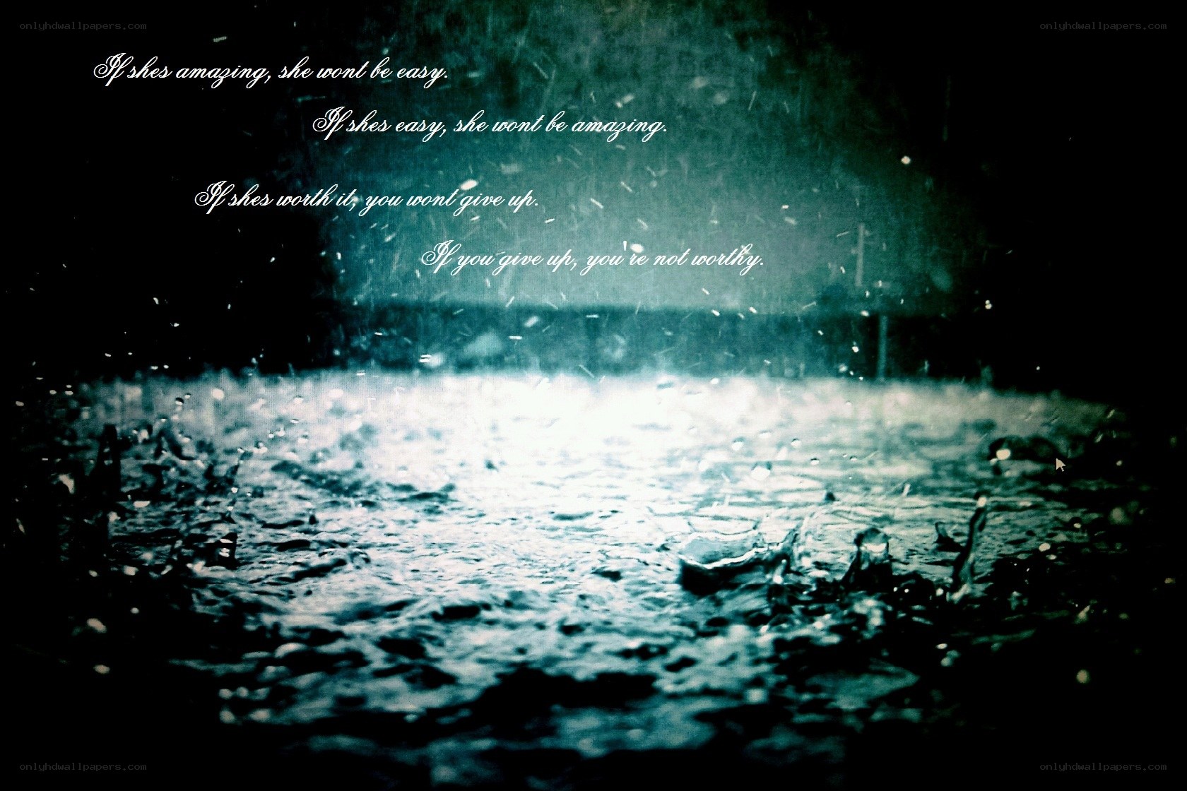 rainy night with inspirational quote