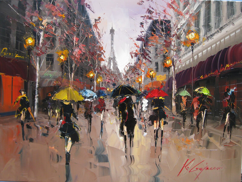Rainy Paris Street Scene
