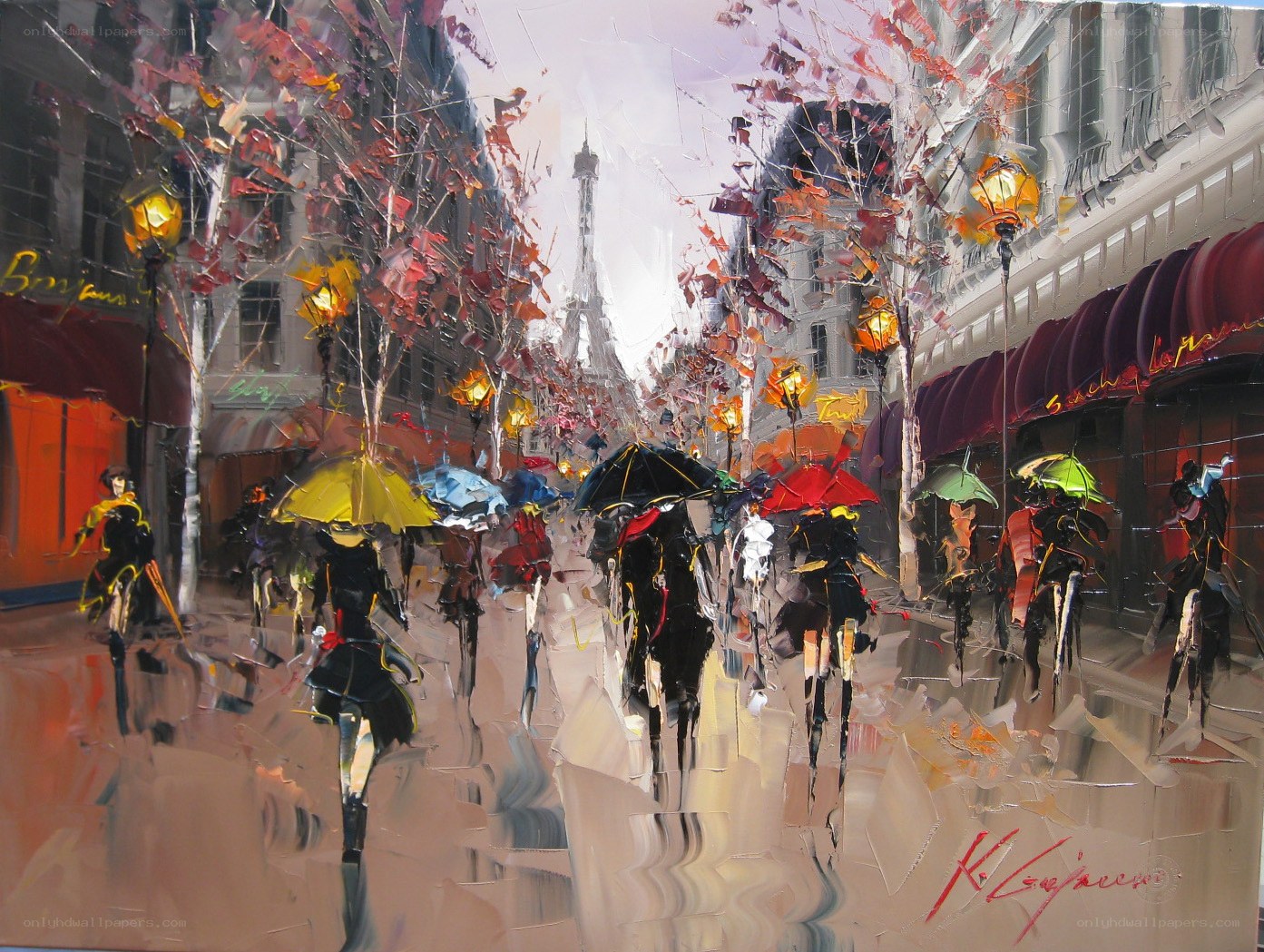 Rainy Paris Street Scene