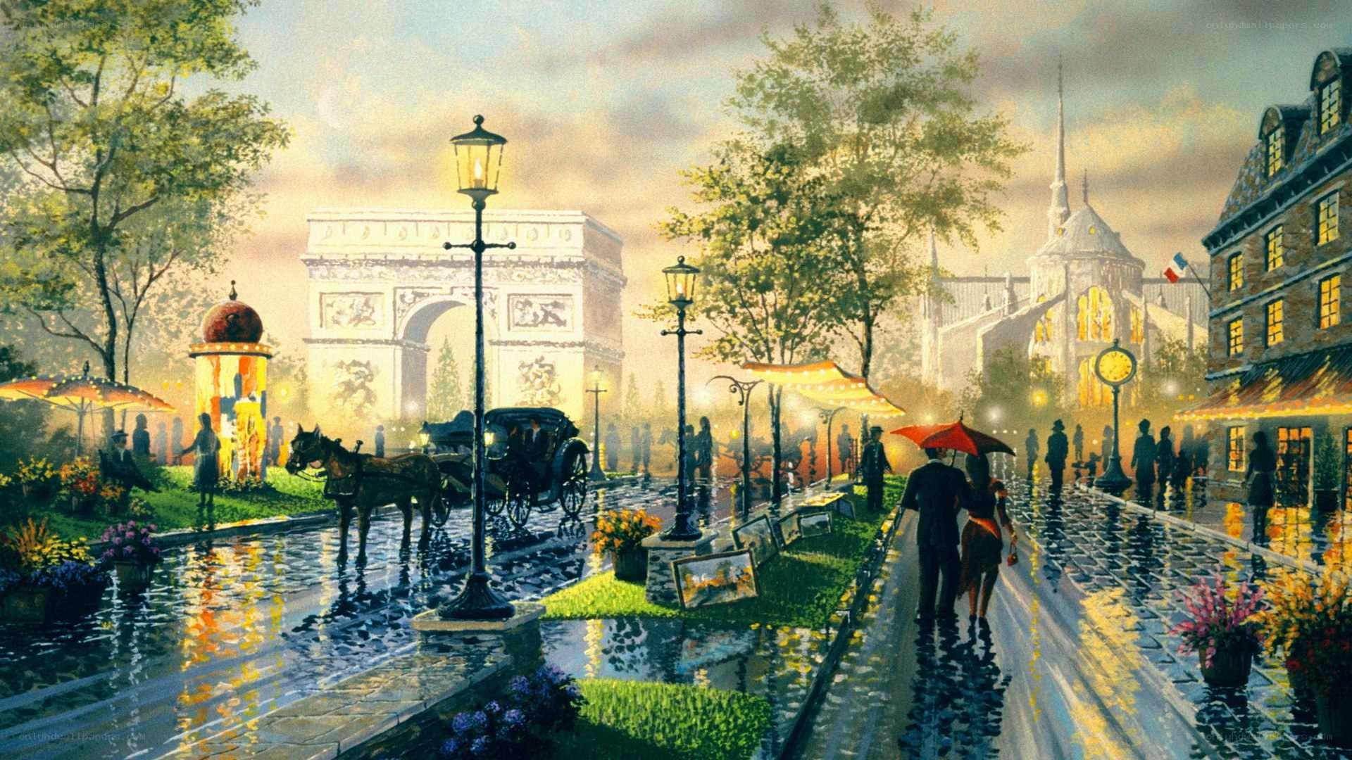 Rainy Paris Street Scene