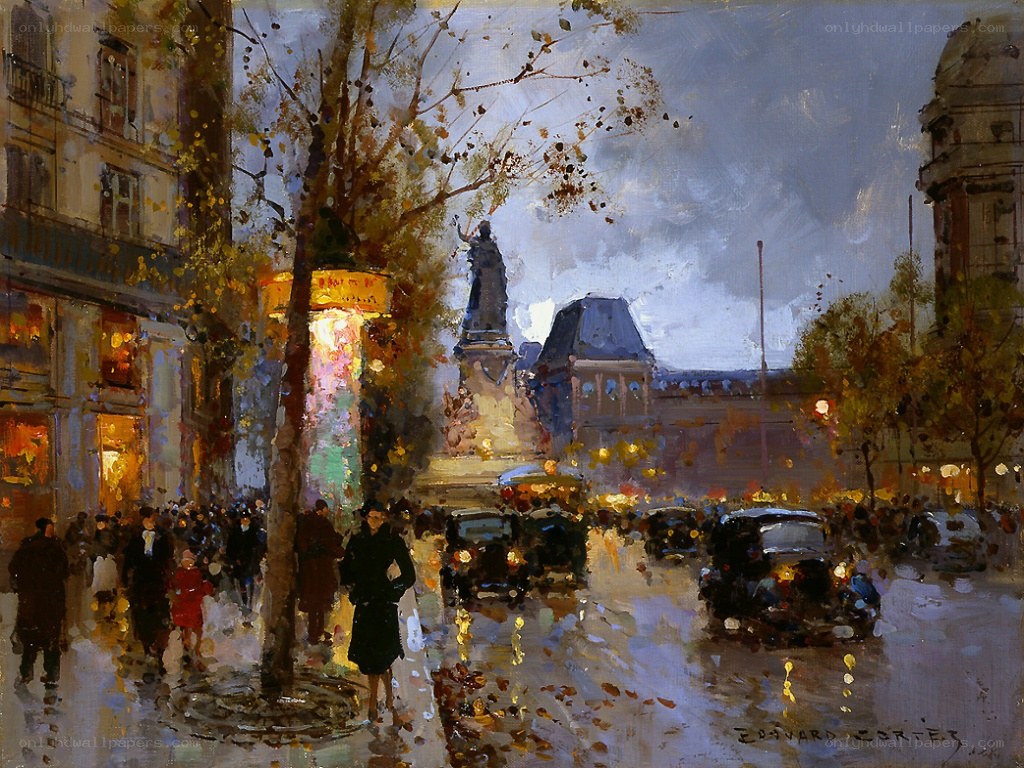Rainy Paris Street Scene