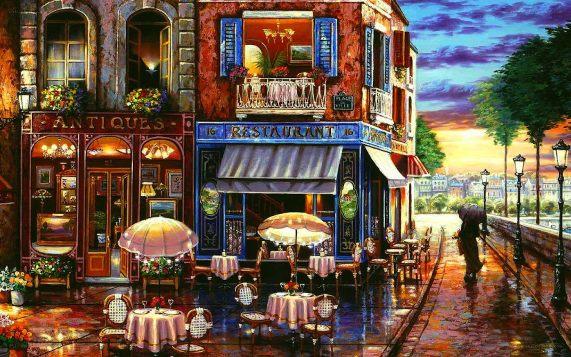 Rainy Paris Street Scene