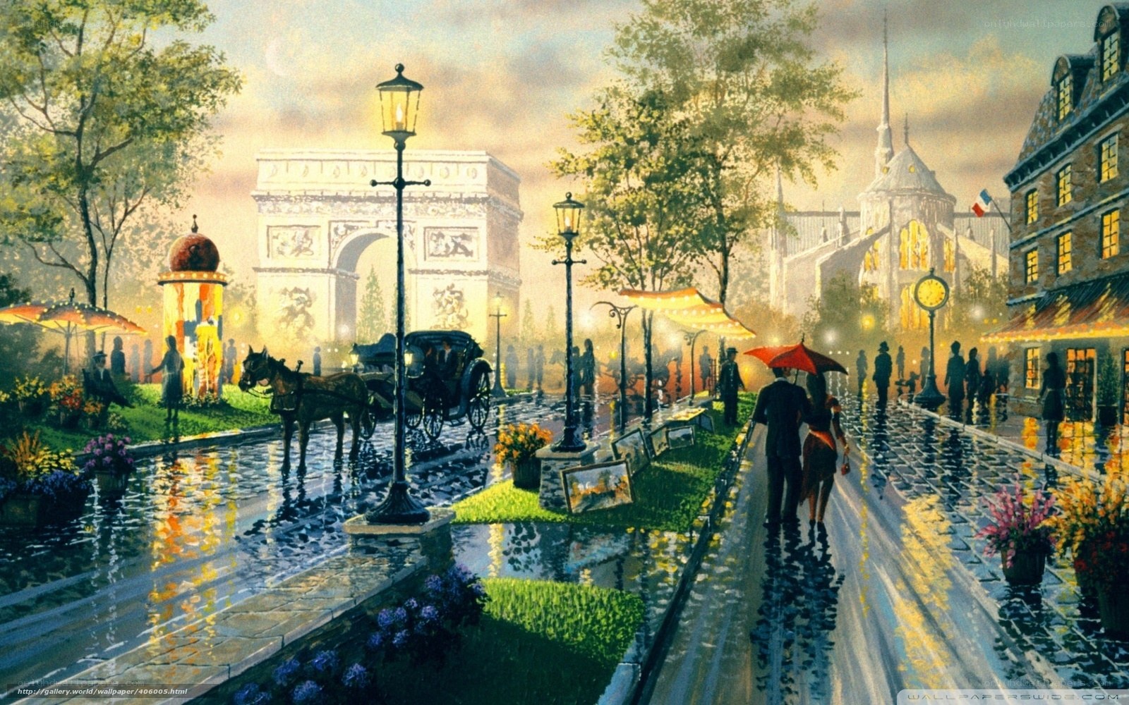 Rainy Paris Street Scene