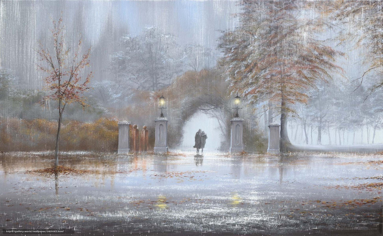 Rainy Park Entrance