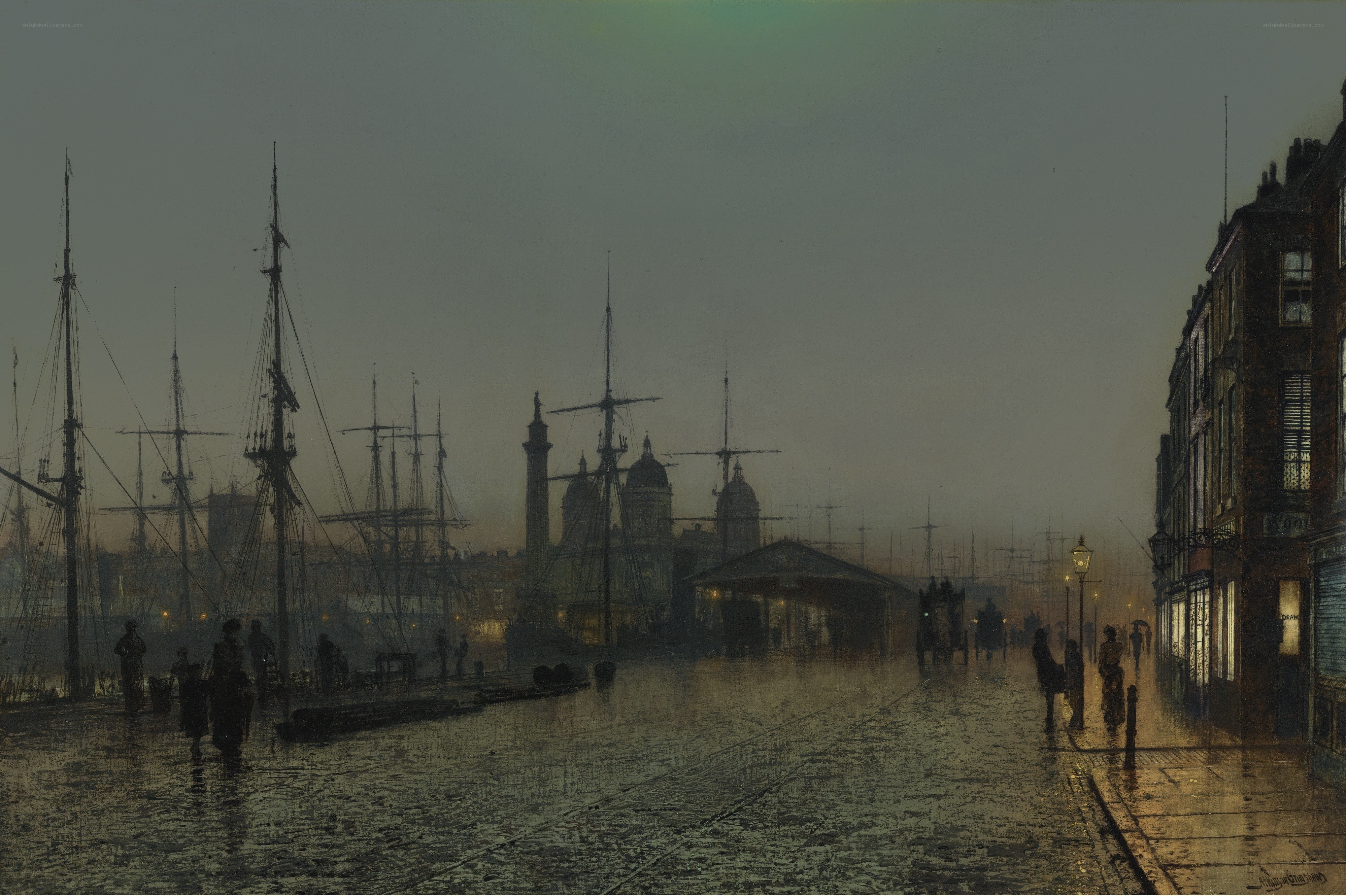 Rainy port at dusk