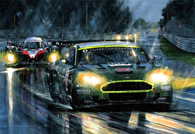 Rainy race car action