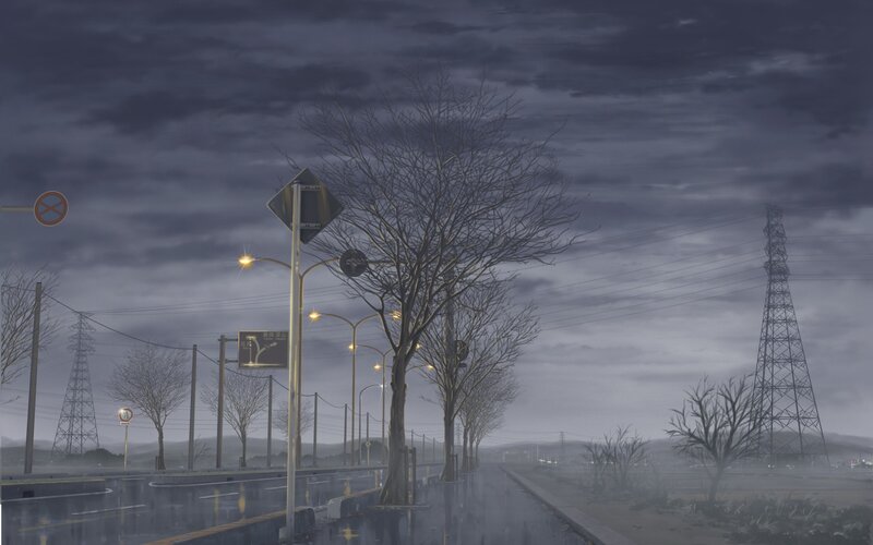 Rainy Road at Dusk — Gray, Dreary, Night