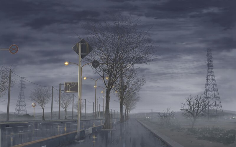 rainy road at dusk