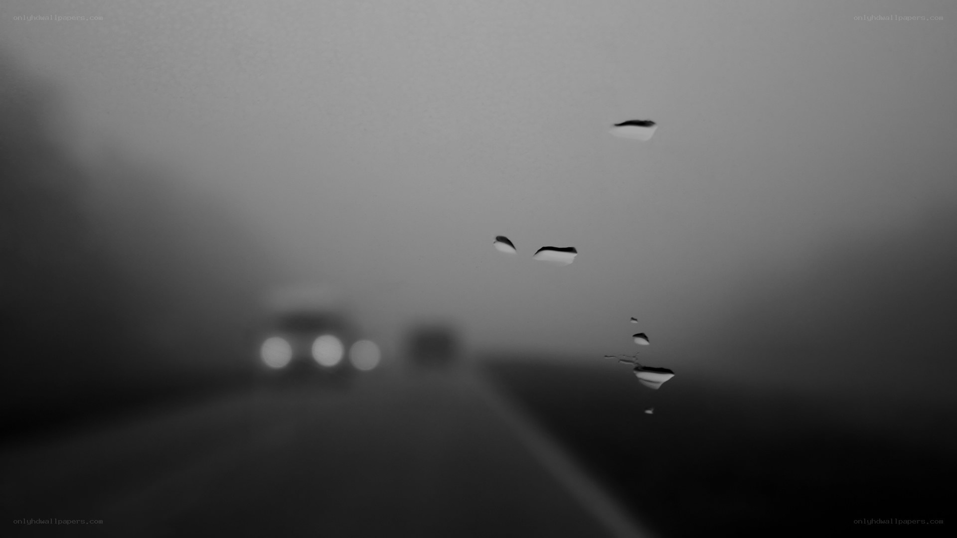 Rainy road at night
