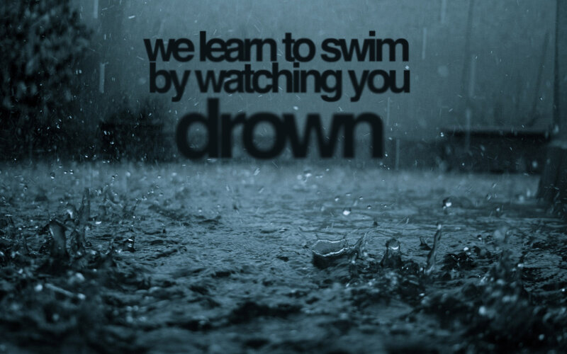 rainy scene with text overlay