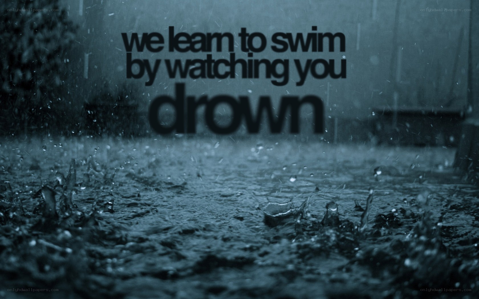rainy scene with text overlay