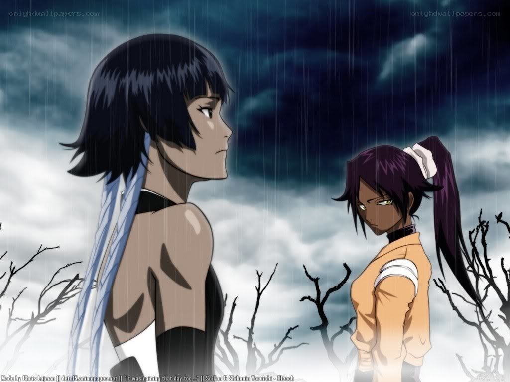Rainy scene with two anime characters