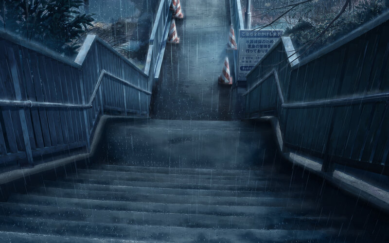 Rainy Staircase at Night