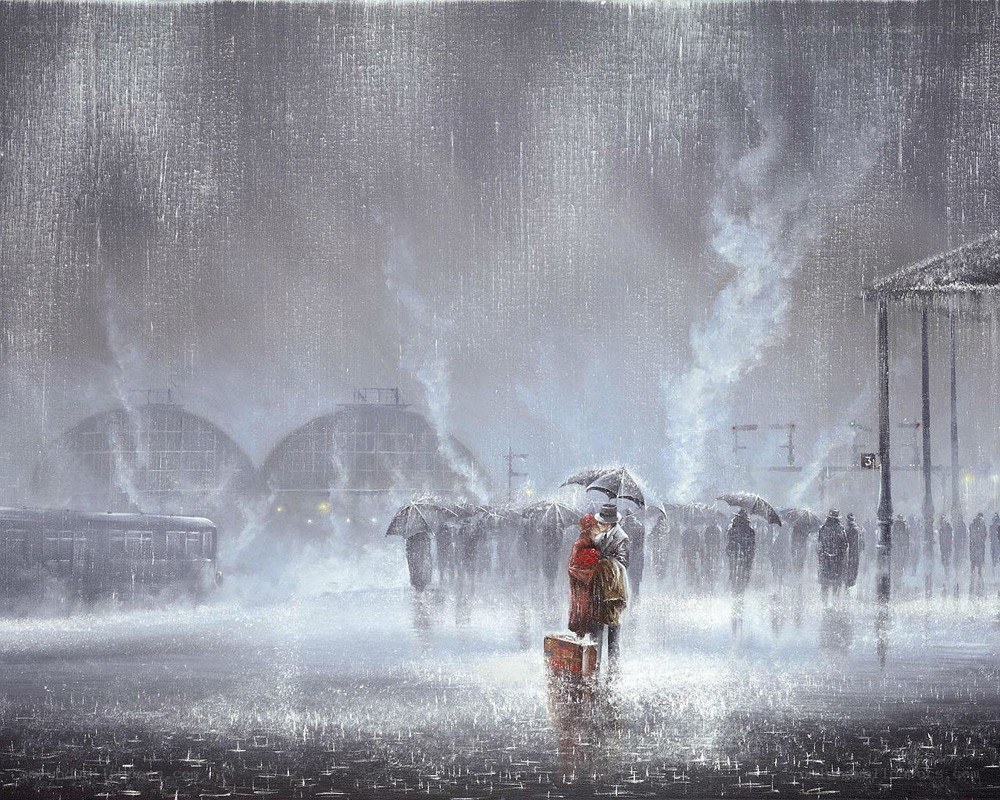Rainy station kiss
