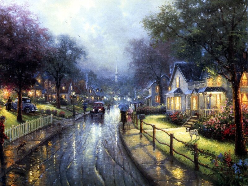 Rainy Street at Dusk