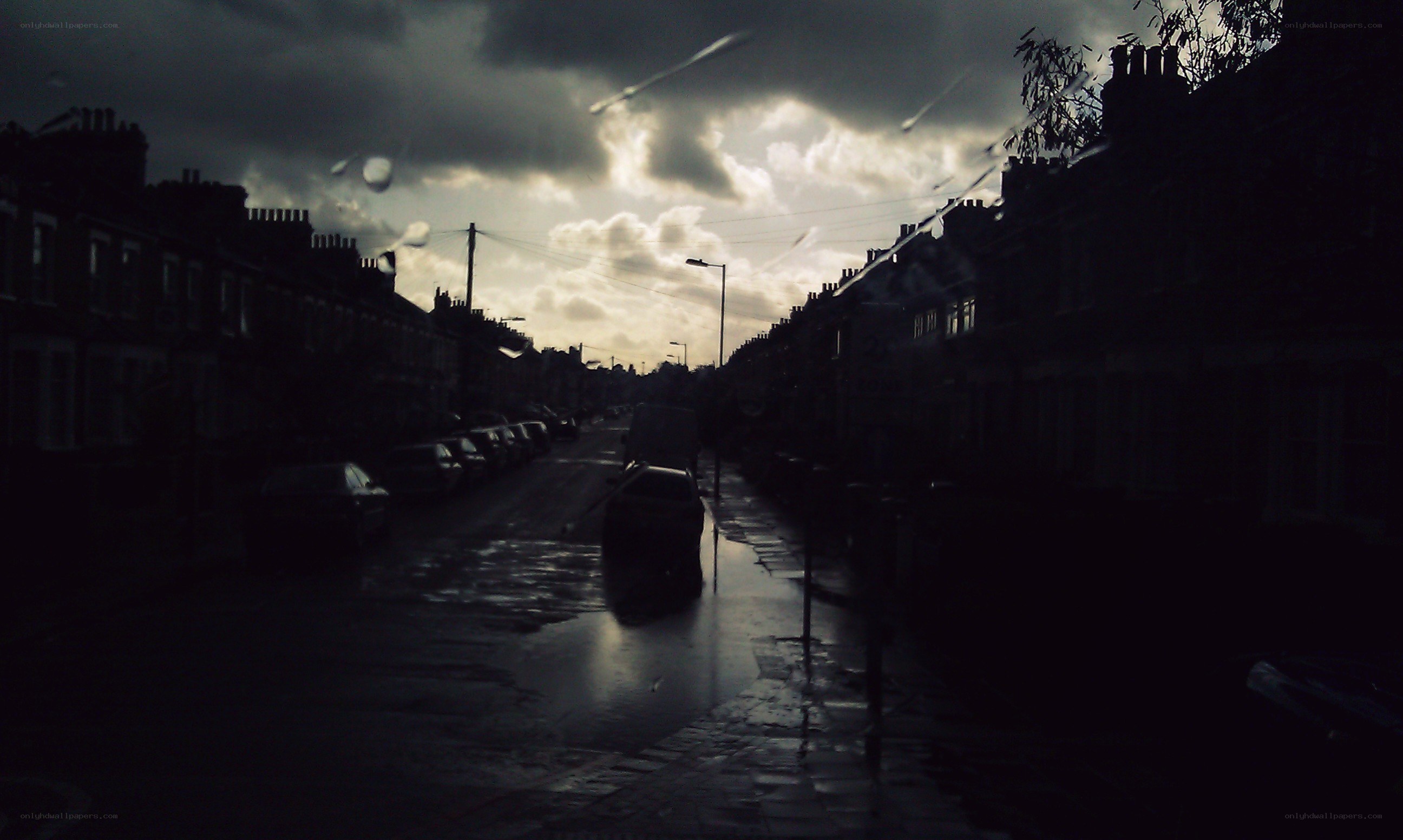 rainy street at dusk