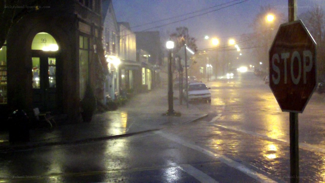 Rainy street at night
