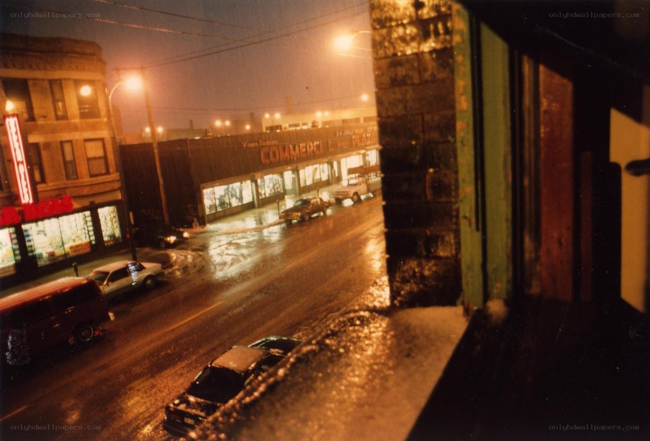 Rainy street at night