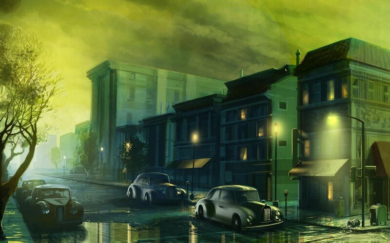 rainy street at night