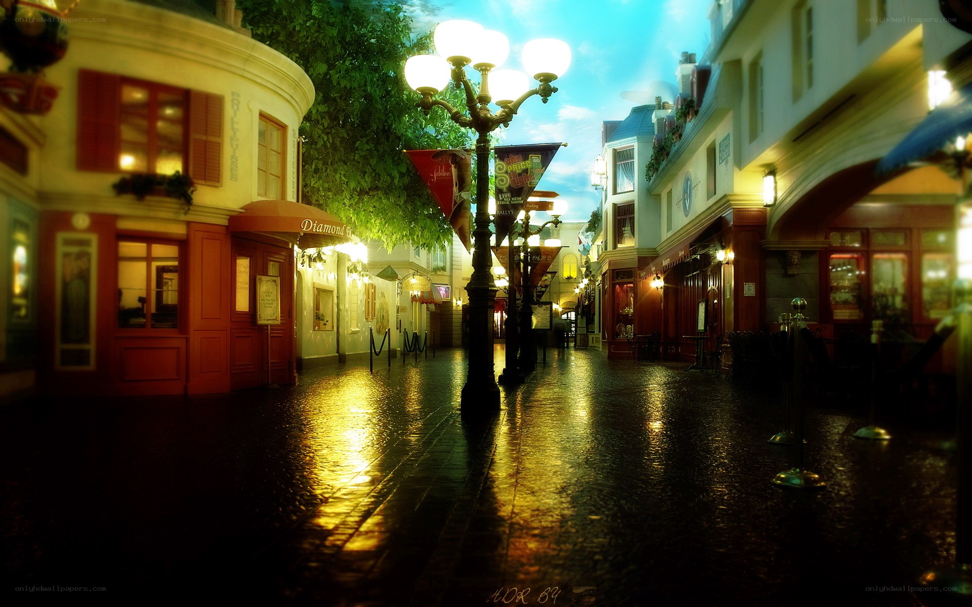 rainy street at night