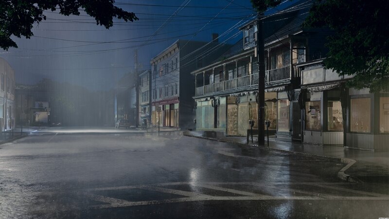 Rainy Street at Night — Black