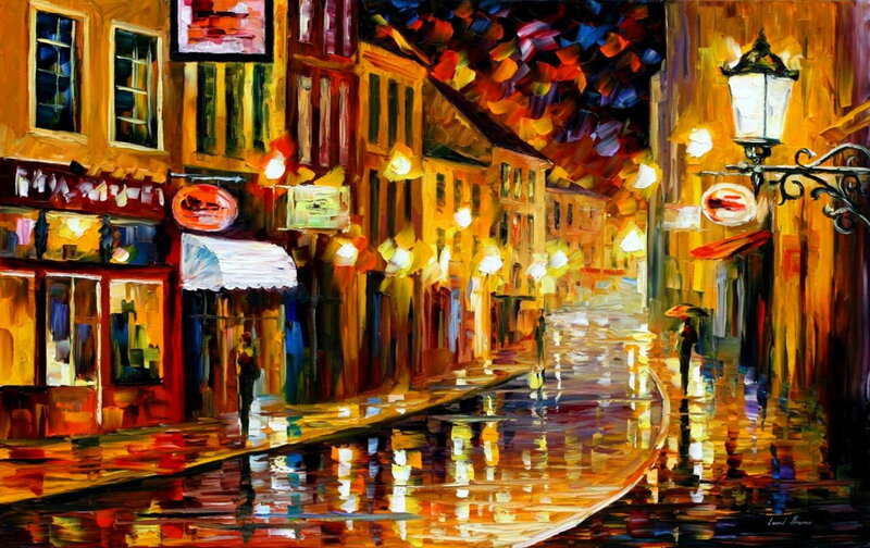 Rainy Street at Night — Yellow