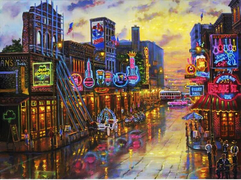 Rainy Street at Night — Yellow, Vibrant