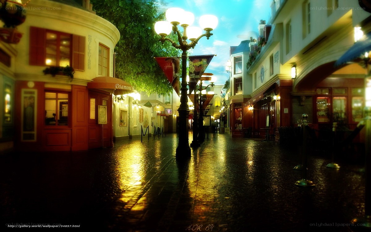 rainy street at night