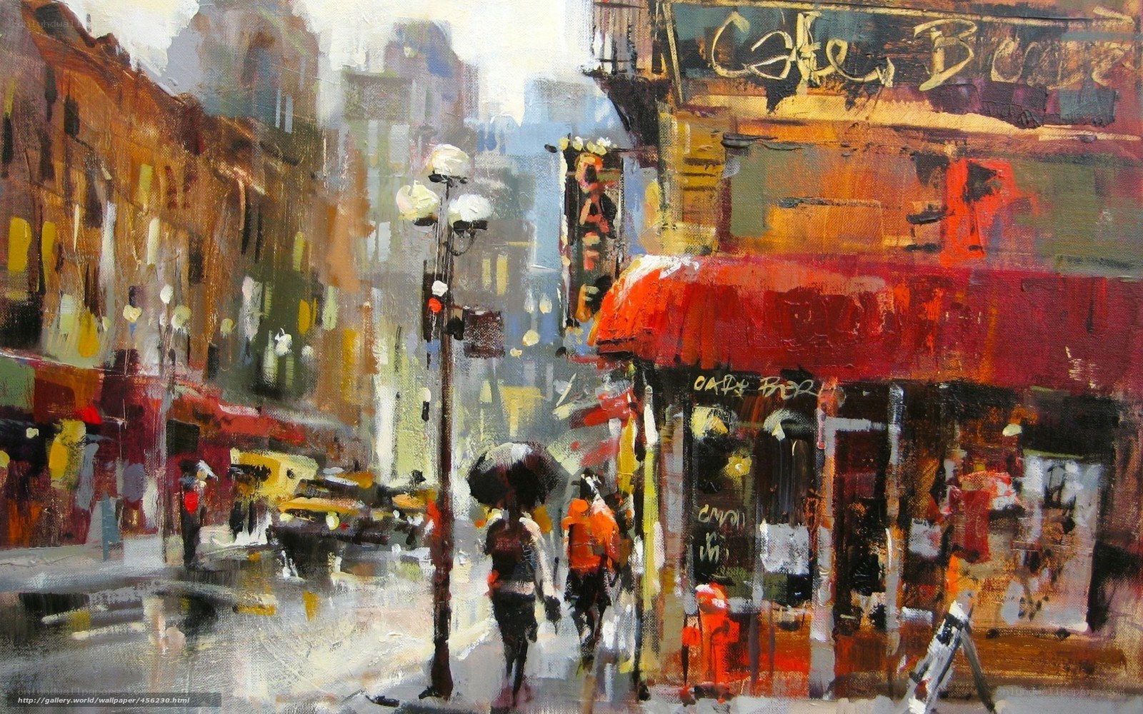 Rainy Street Cafe Scene