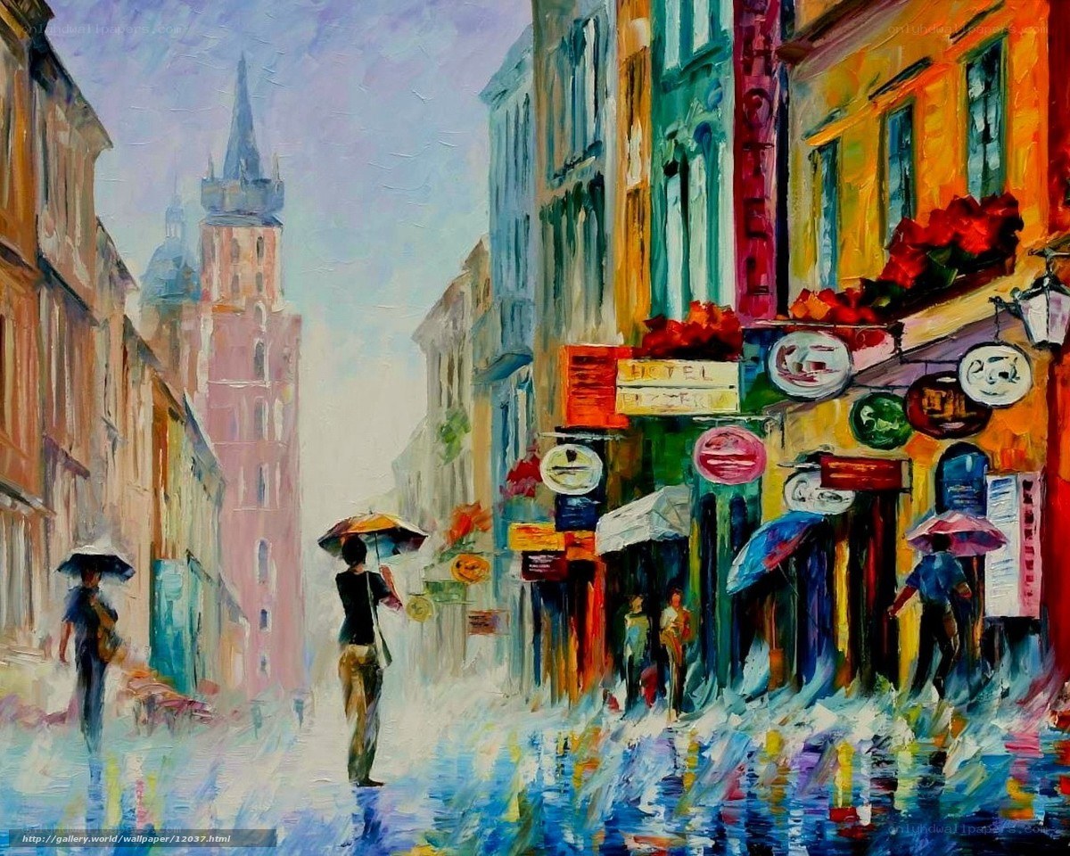 Rainy Street in a European City