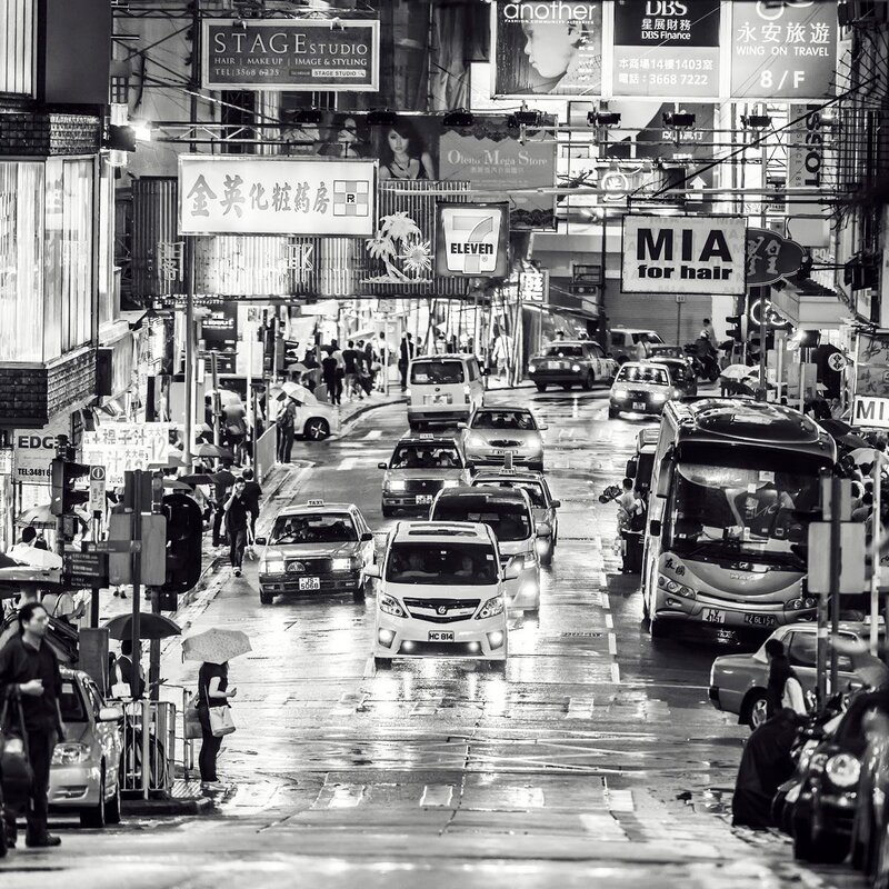Rainy street in Hong Kong