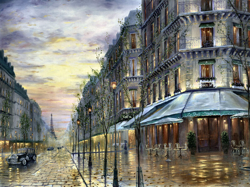 Rainy Street in Paris — Gray