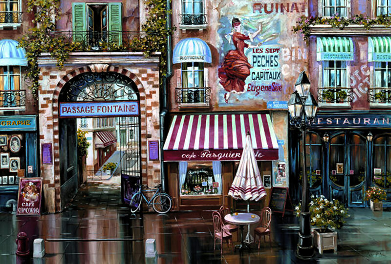 Rainy Street in Paris — Red, Serene