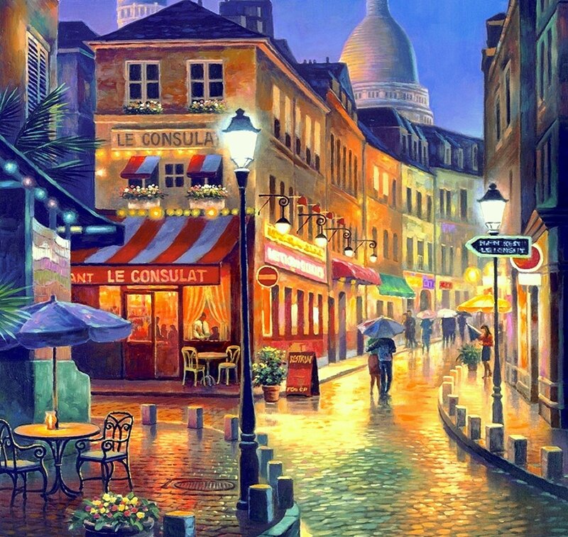 Rainy Street in Paris — Yellow