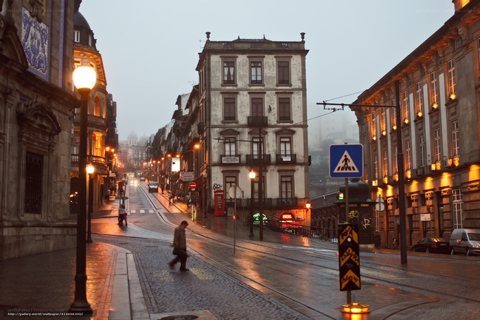 rainy street in porto