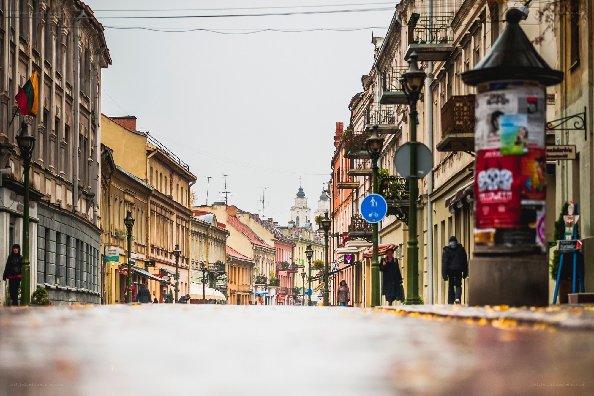Rainy street in Vilnius
