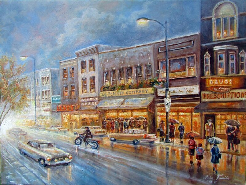 Rainy Street Scene — Blue