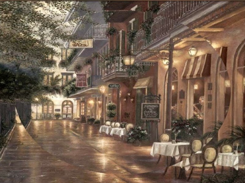 Rainy Street Scene — Brown, Serene