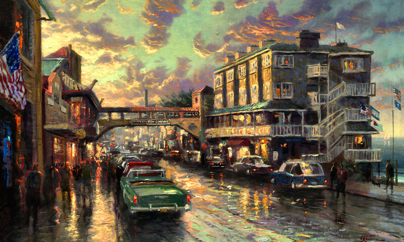 Rainy Street Scene — Green, Dramatic