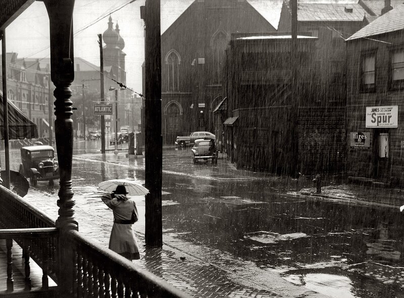 Rainy street scene in Atlantic City