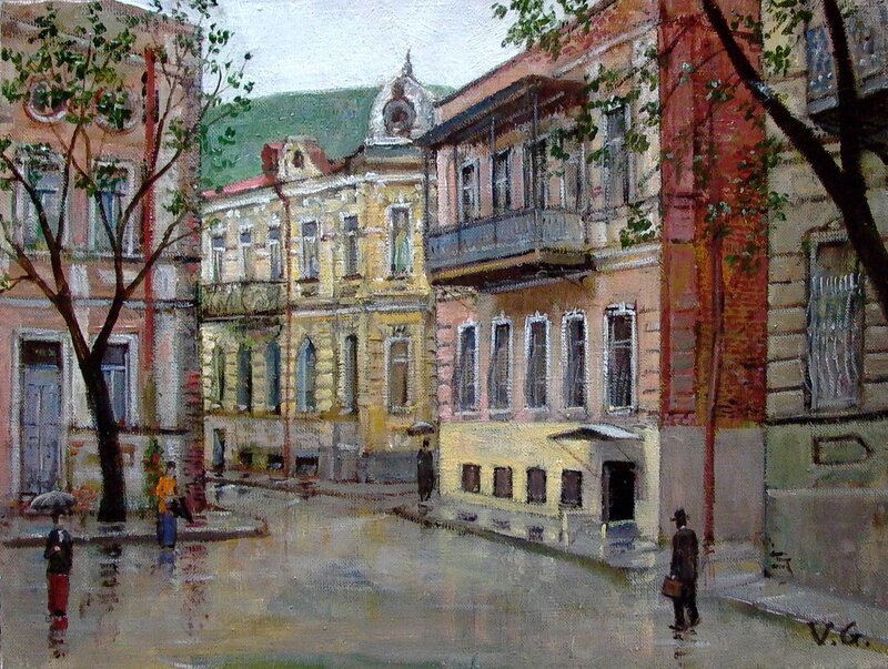 Rainy Street Scene — Yellow, Calm