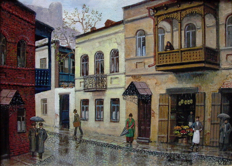 Rainy Street Scene — Yellow, Damp