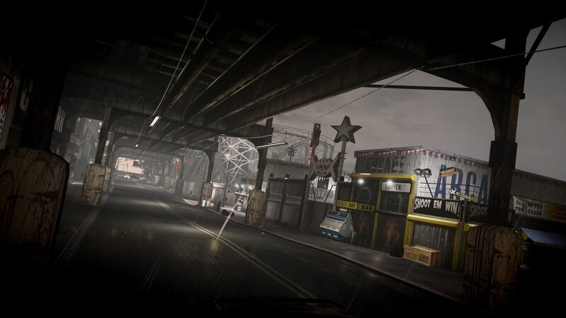 Rainy Street under Bridge
