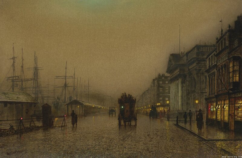 Rainy Street with Horse-drawn Carriage